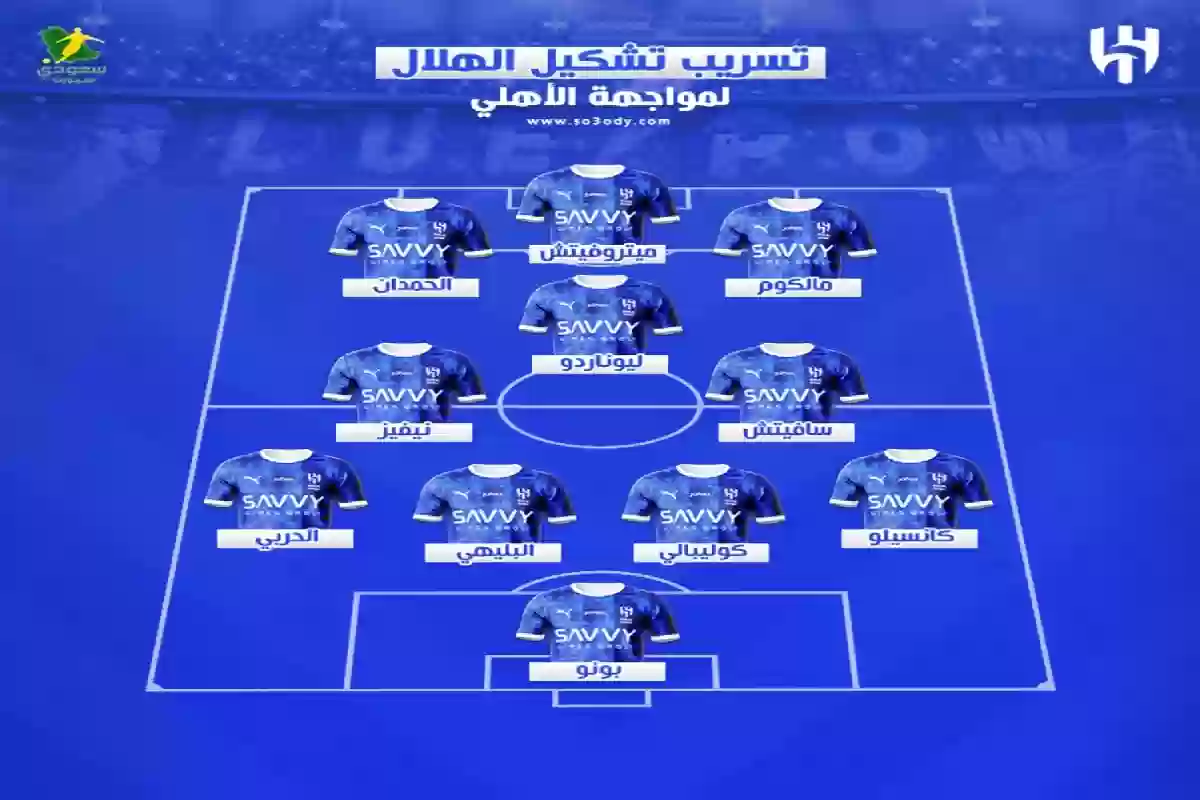 الظهور الأول للصفقة المنتظرة .. تسريب تشكيل الهلال ضد الأهلي. 